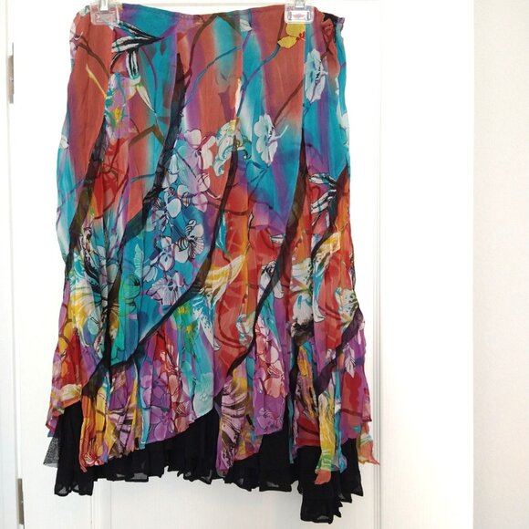 Alberto Makali - Floral Fluffy Ruffled Asymmetrical Swing Skirt - 12 - Picture 9 of 9